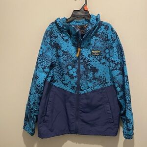 L.L. Bean Mountain Classic Jacket Blue Floral Navy Girls Size 8 (S) EUC